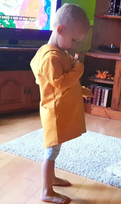 Mikina predĺžená mustard veľk.( 122/128, 134/140 )