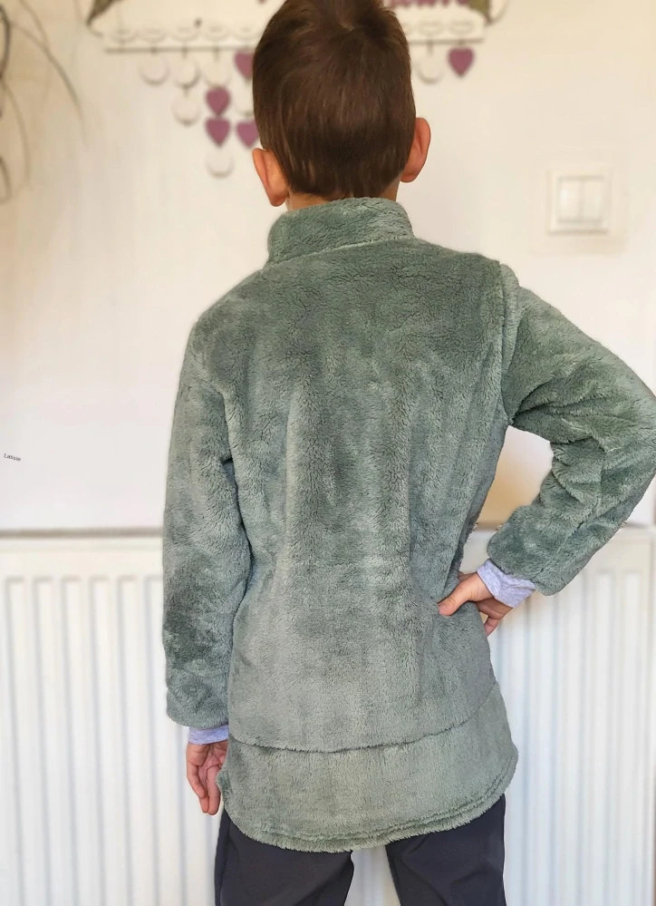 Teplá detská mikina huňatá olivovo zelená veľk.(86/92, 98/104, 110/116, 122/128)