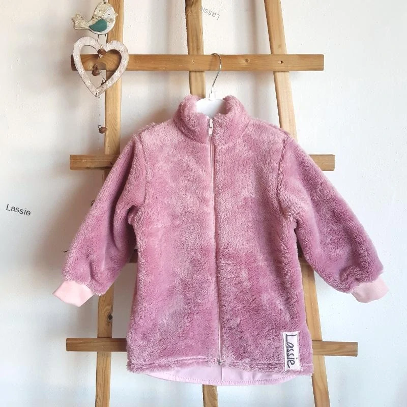 Dievčenská mikina na zips huňatá ružová veľ.(74/80, 86/92, 98/104, 110/116, 122/128, 134/140, 146/152)