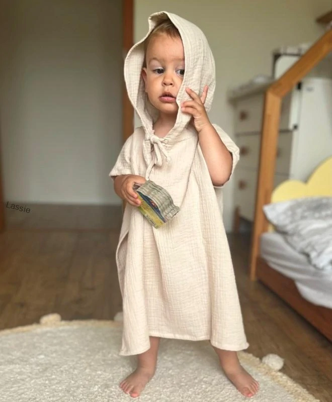 Detské mušelínové pončo béžové (1-6 rokov)