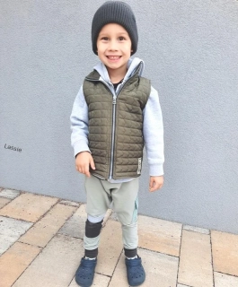 Detská prešívaná vesta khaki veľk.(86/92, 98/104, 110/116 a 134)