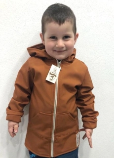 Detská bunda softshell hnedá s flisom veľ.( 86/92, 98/104, 110/116,, 134/140, 158/164))