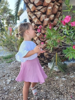 Dievčenská mušelínová sukňa pudrová veľ.(98/104, 110/116, 122/128)